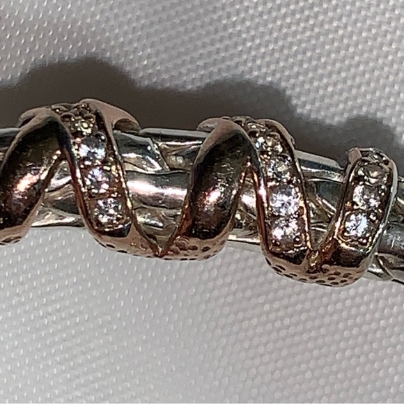 NWT Phillip Gavriel ROYAL CHAIN sterling woven cable CUFF w/14k gold WHITE SAPPH - Picture 2 of 13